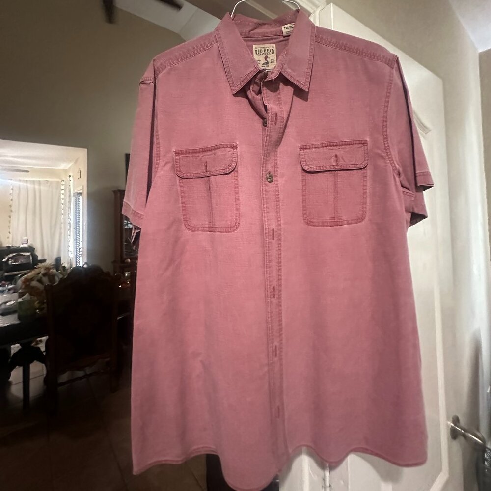 RedHead Brand Co. Short Sleeve Utility Shirt – Faded Brick Red – Size XL